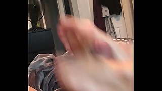 Slutty girlfriend foot fucking