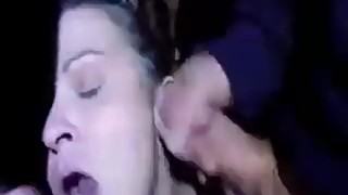 SLUT WIFE TAKES FACIALS WHILE DOGGING