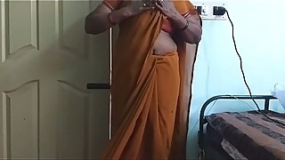 desi  indian horny tamil telugu kannada malayalam hindi cheating wife wearing saree vanitha showing big boobs and shaved pussy press hard boobs press nip rubbing pussy masturbation